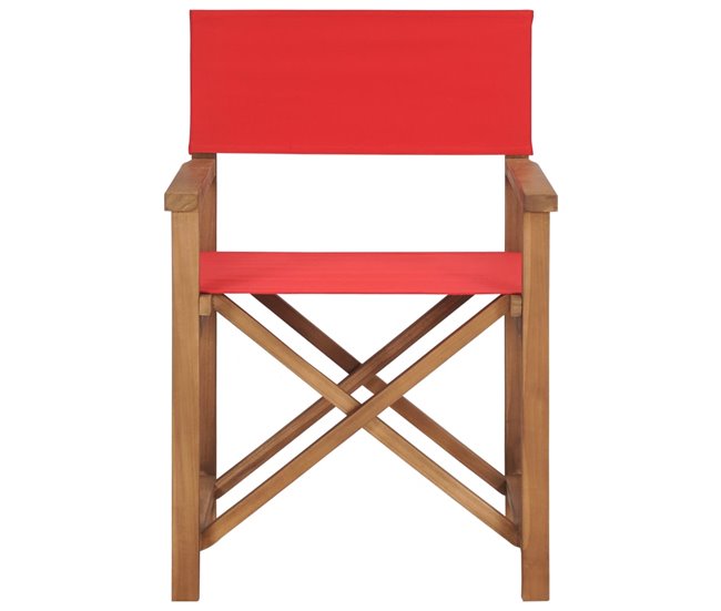 Conforama Sillas De Director 2 Unidades Madera Maciza De Teca Rojo