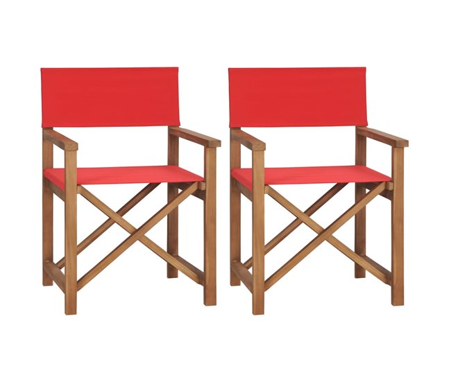 Conforama Sillas de director 2 unidades madera maciza de teca rojo