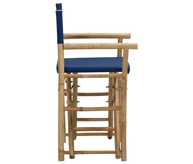 Conforama Sillas De Director Plegables 2 Piezas Bambú Y Tela Azul