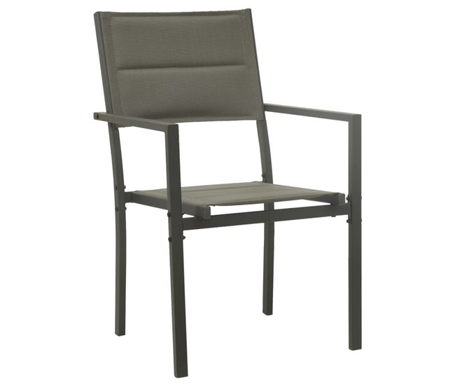 Conforama Sillas De Jardin 2 Unidades Acero Y Textilene Gris Y Antracita