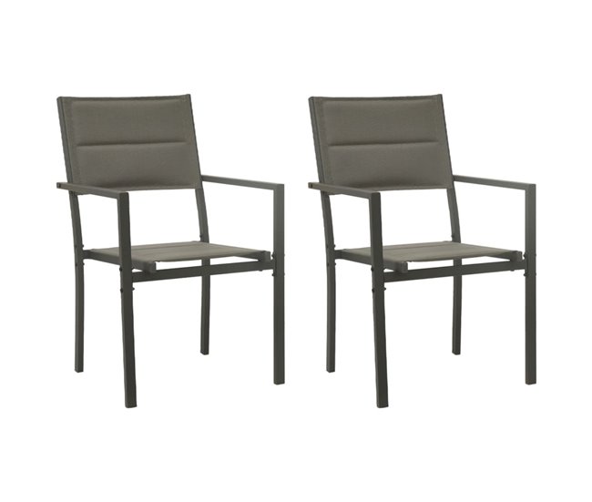 Conforama Sillas de jardin 2 unidades acero y textilene gris y antracita
