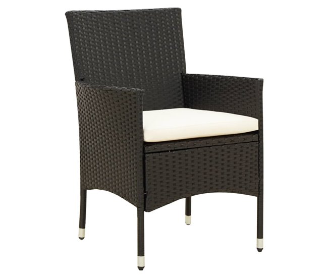 Conforama Sillas De Jardin 2 Unidades Con Cojines Ratán Sintético Negro