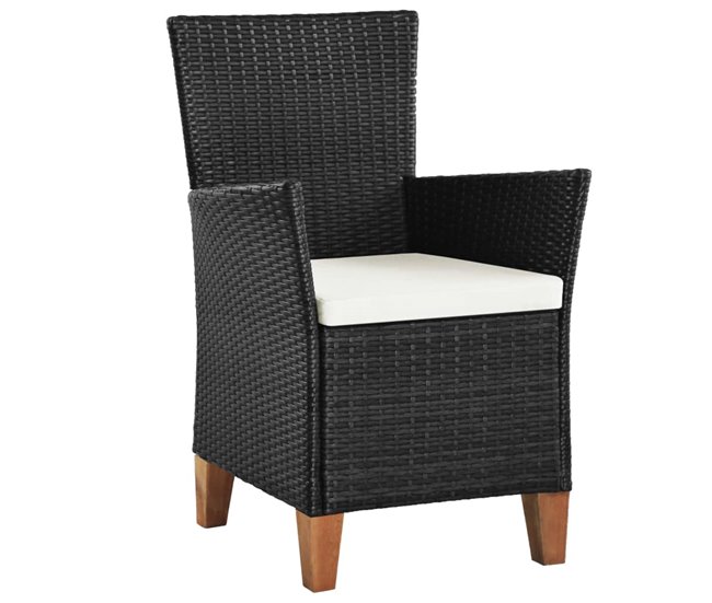 Conforama Sillas De Jardin 2 Unidades Con Cojines Ratán Sintético Negro