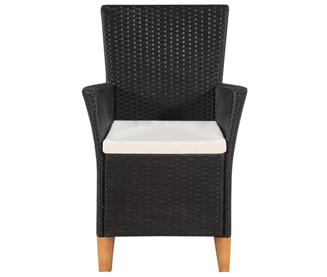 Conforama Sillas De Jardin 2 Unidades Con Cojines Ratán Sintético Negro