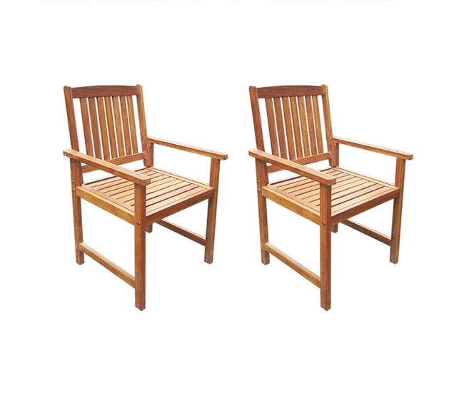 Conforama Sillas de jardin 2 unidades madera maciza acacia marrón