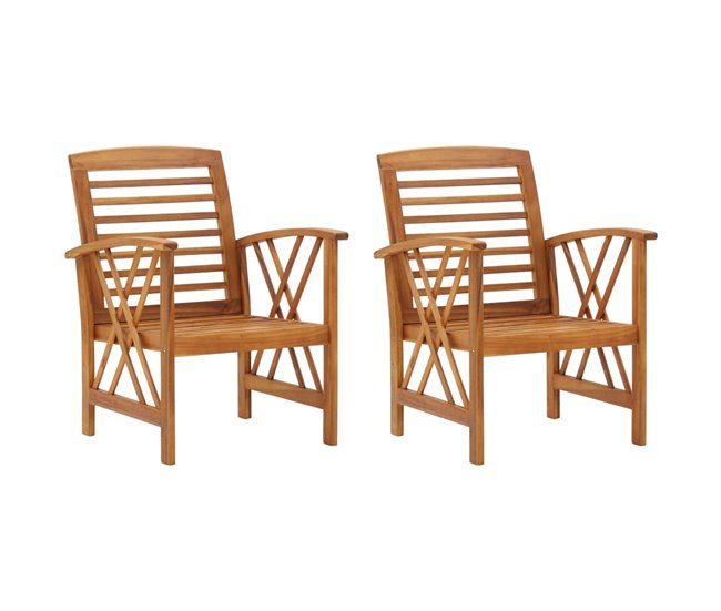 Conforama Sillas de jardin 2 unidades madera maciza de acacia