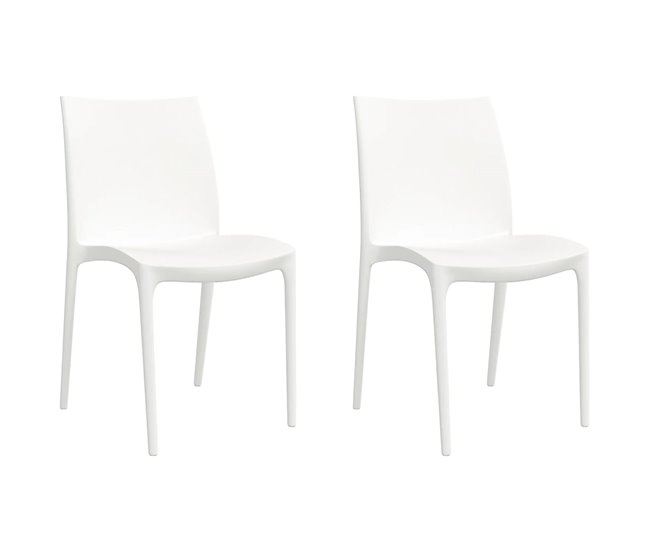 Conforama Sillas de jardin 2 unidades polipropileno blanco 50x46x80 cm