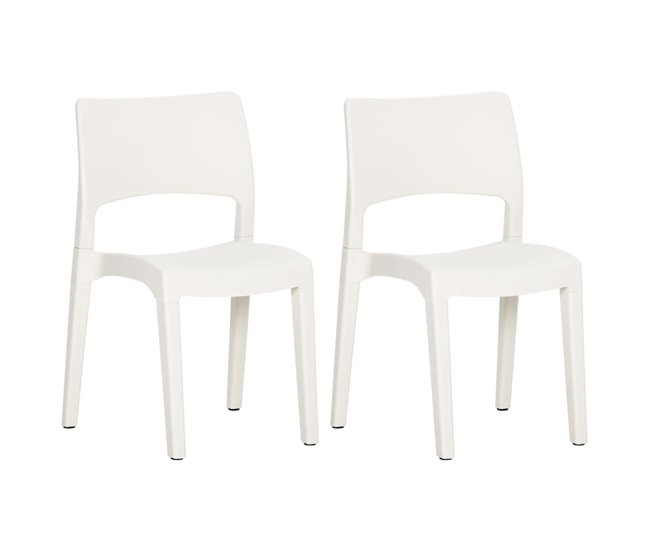 Conforama Sillas de jardin 2 unidades polipropileno blanco