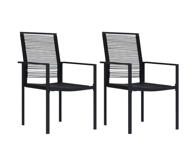 Conforama Sillas de jardin 2 unidades ratán de PVC negro