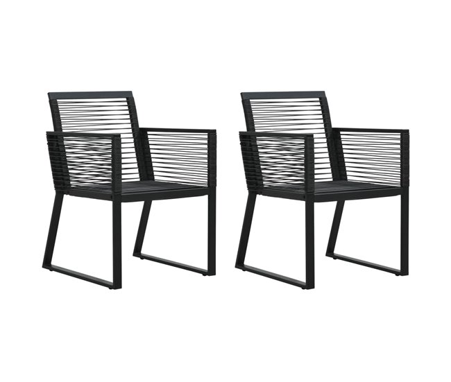 Conforama Sillas de jardin 2 unidades ratán de PVC negro
