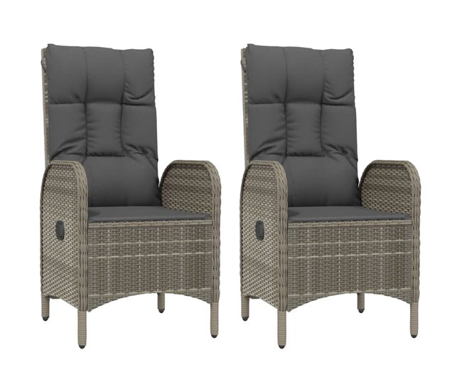 Conforama Sillas de jardin 2 unidades ratán sintético gris
