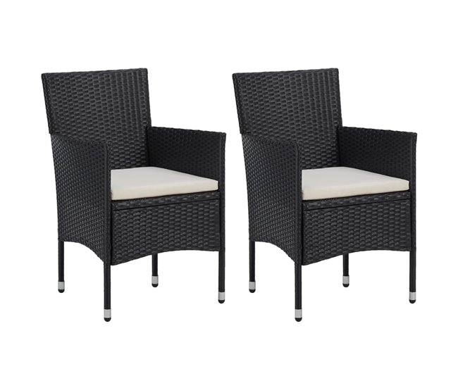 Conforama Sillas de jardin 2 unidades ratán sintético negro