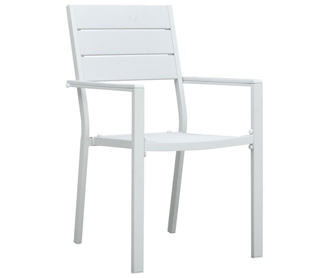 Conforama Sillas De Jardin 4 Unidades HDPE Aspecto De Madera Blanco