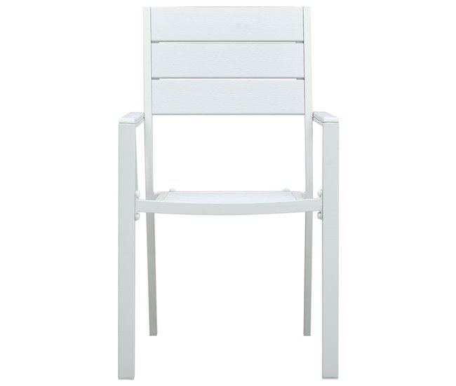 Conforama Sillas De Jardin 4 Unidades HDPE Aspecto De Madera Blanco