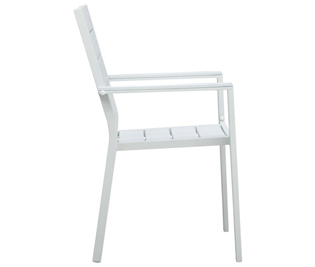 Conforama Sillas De Jardin 4 Unidades HDPE Aspecto De Madera Blanco