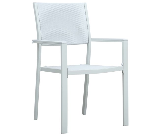 Conforama Sillas De Jardin 4 Unidades Plástico Con Aspecto Ratán Blanco