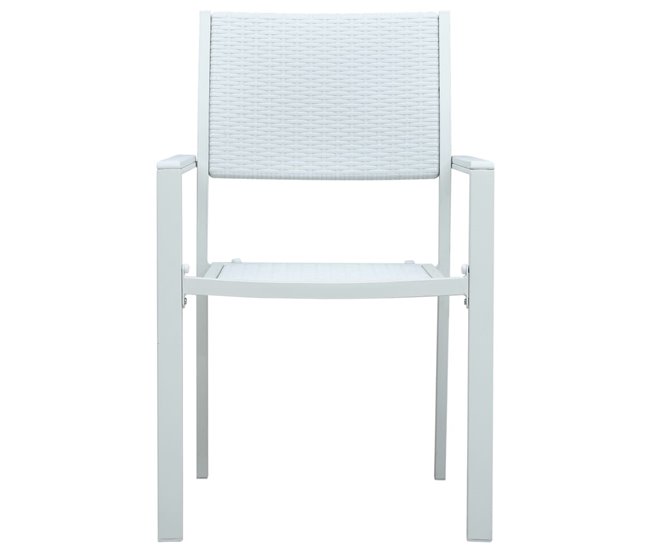 Conforama Sillas De Jardin 4 Unidades Plástico Con Aspecto Ratán Blanco