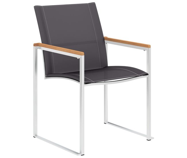 Conforama Sillas De Jardin 4 Unidades Textilene Y Acero Inoxidable Gris