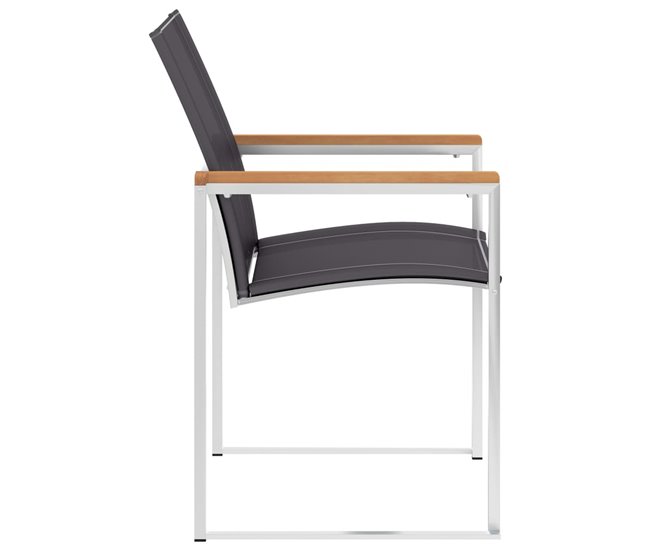 Conforama Sillas De Jardin 4 Unidades Textilene Y Acero Inoxidable Gris