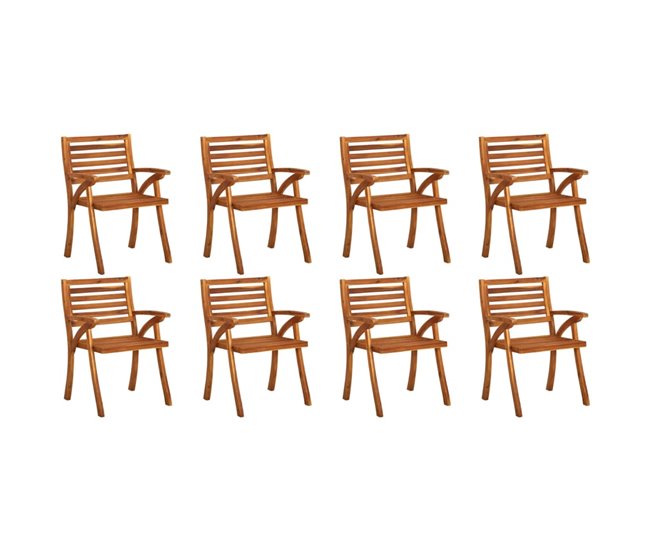 Conforama Sillas De Jardin 8 Unidades Madera Maciza De Teca Con Cojines