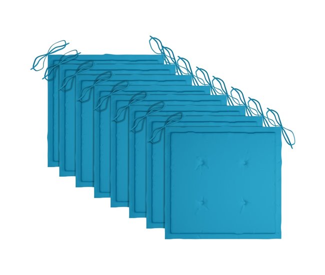 Conforama Sillas De Jardin 8 Unidades Madera Maciza De Teca Con Cojines