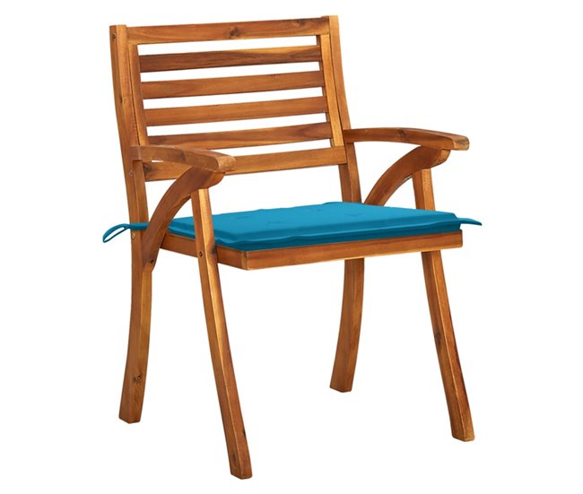 Conforama Sillas De Jardin 8 Unidades Madera Maciza De Teca Con Cojines