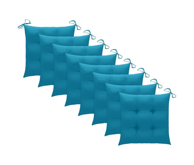 Conforama Sillas De Jardin 8 Unidades Madera Maciza De Teca Con Cojines