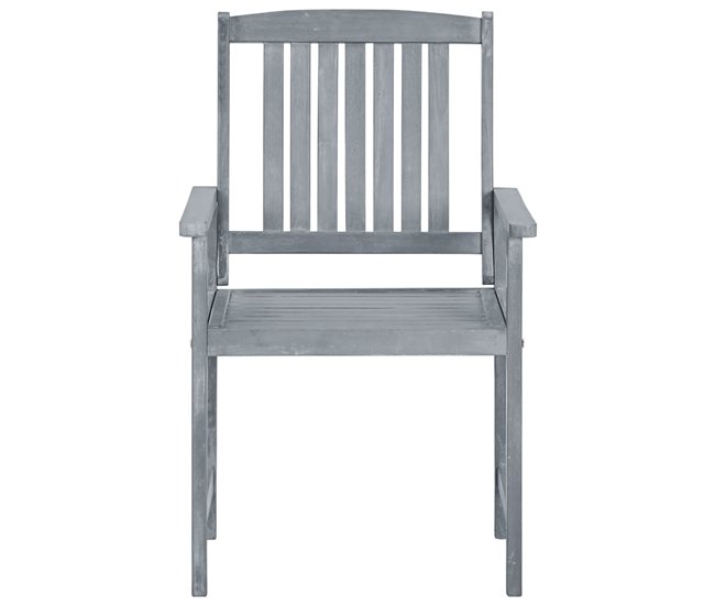 Conforama Sillas De Jardin 8 Unidades Madera Maciza De Teca Gris