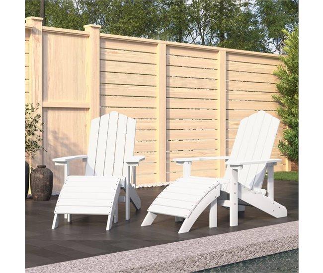 Conforama Sillas De Jardin Adirondack 2 Unidades Con Reposapiés HDPE Blanco