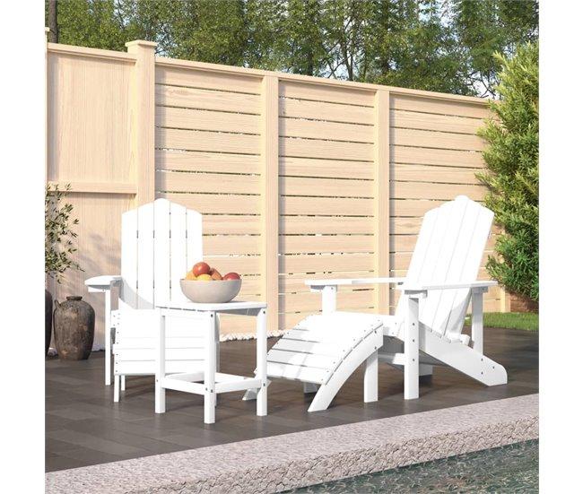 Conforama Sillas De Jardin Adirondack Con Reposapiés Y Mesa HDPE Blanco