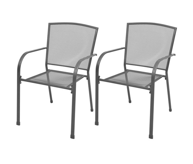 Conforama Sillas de jardin apilables 2 unidades acero gris