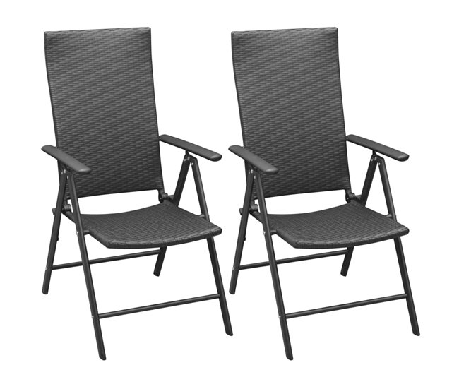 Conforama Sillas de jardin apilables 2 unidades ratán sintético negro
