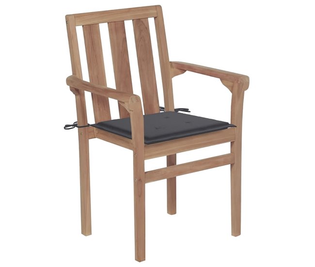 Conforama Sillas De Jardin Apilables 8 Unidades Madera Maciza Teca Con Cojines