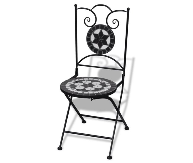 Conforama Sillas De Jardin Bistró Plegables 2 Unidades Cerámica Negro Y Blanco