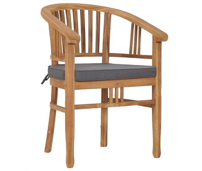 Conforama Sillas De Jardin Con Cojines 2 Unidades Madera Maciza De Teca
