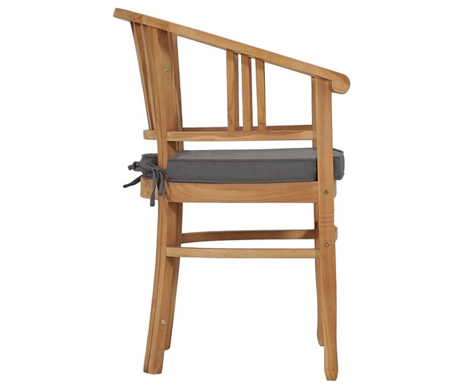 Conforama Sillas De Jardin Con Cojines 2 Unidades Madera Maciza De Teca