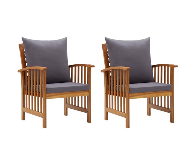 Conforama Sillas de jardin con cojines 2 unidades madera maciza acacia