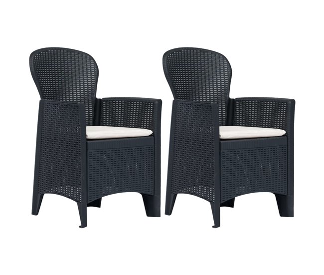 Conforama Sillas de jardin con cojines 2 unidades plástico aspecto ratán