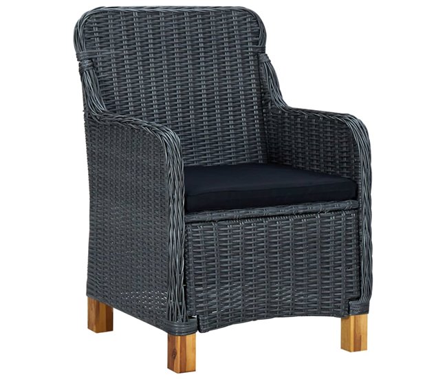 Conforama Sillas De Jardin Con Cojines 2 Unidades Ratán Sintético Gris Oscuro