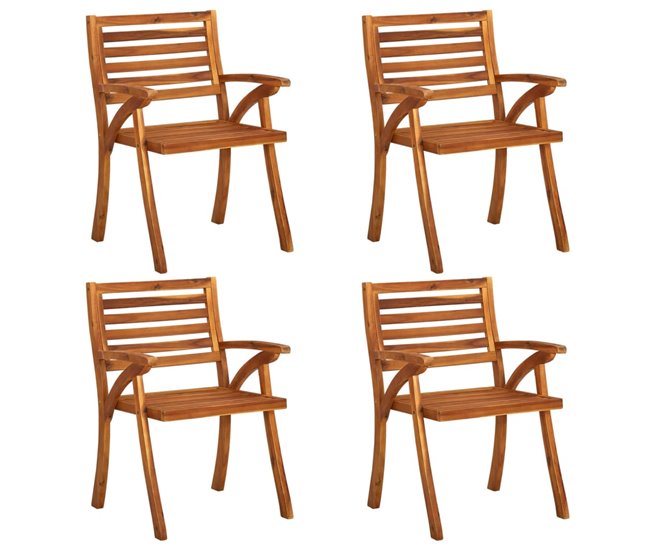 Conforama Sillas De Jardin Con Cojines 4 Unidades Madera Maciza De Acacia