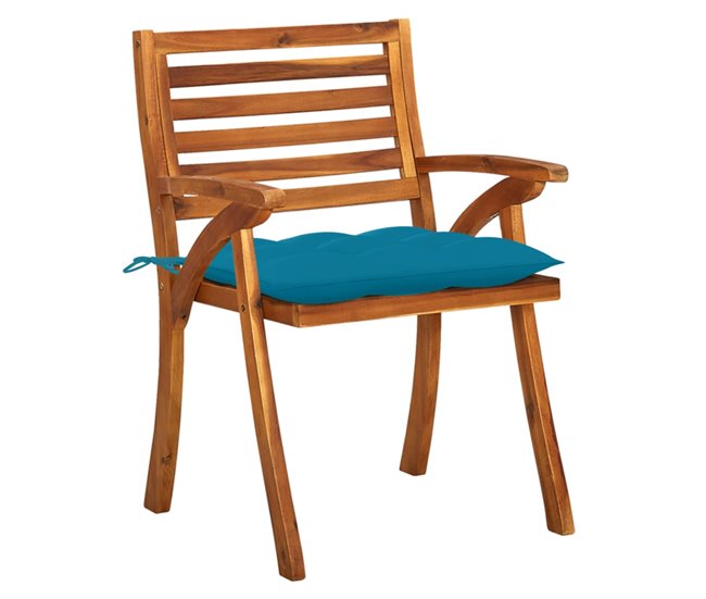Conforama Sillas De Jardin Con Cojines 4 Unidades Madera Maciza De Acacia
