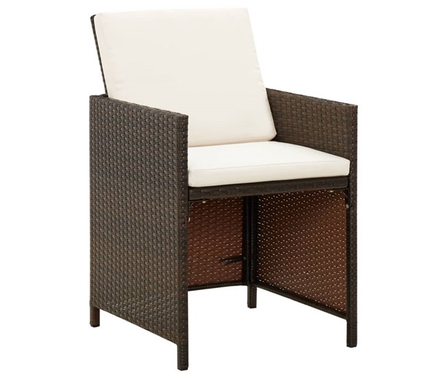 Conforama Sillas De Jardin Con Cojines 4 Unidades Ratán Sintético Marrón