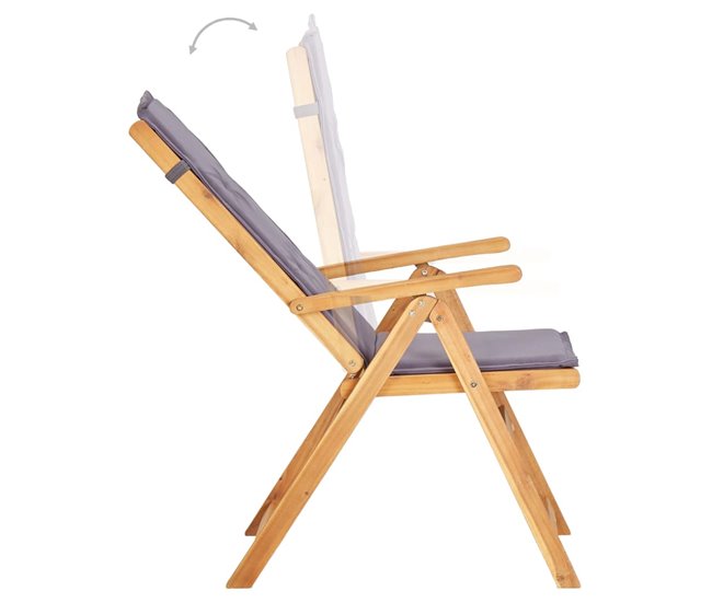 Conforama Sillas De Jardin Reclinables 2 Unidades Madera Acacia Maciza Marrón