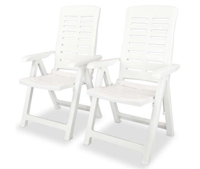 Conforama Sillas de jardin reclinables 2 unidades plástico blanco