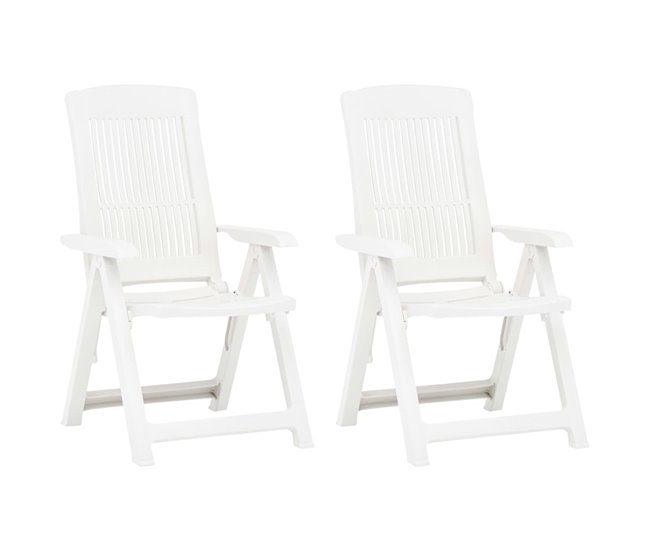 Conforama Sillas de jardin reclinables 2 unidades plástico blanco