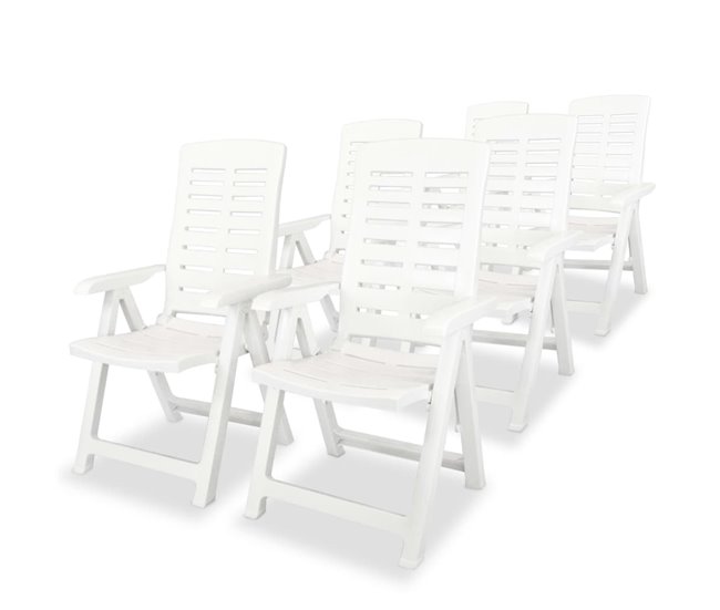 Conforama Sillas de jardin reclinables 6 unidades plástico blanco