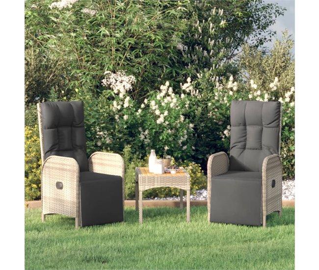 Conforama Sillas De Jardin Reclinables Con Cojines 2 Unidades Ratán PE Gris