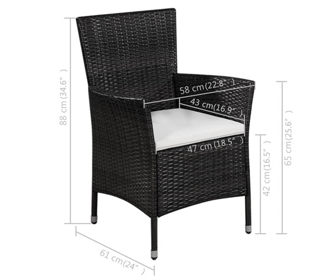 Conforama Sillas De Jardin Y Taburete Con Cojines Ratán Sintético Negro