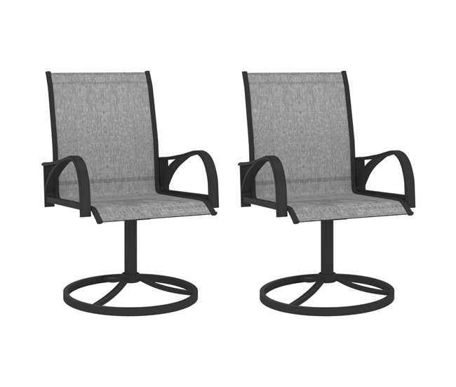 Conforama Sillas giratorias de jardin 2 unidades textilene y acero gris