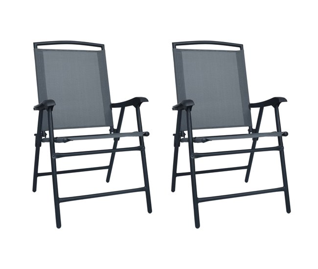 Conforama Sillas plegables de jardin 2 unidades textilene gris